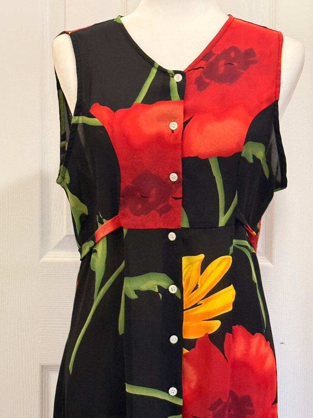 Wild Thyme maxi dress, Size L.  Black sheath dress & sleeveless overdress 2 in 1
